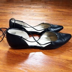 Anne Klein Black Lace-Up Flats Size 9.5